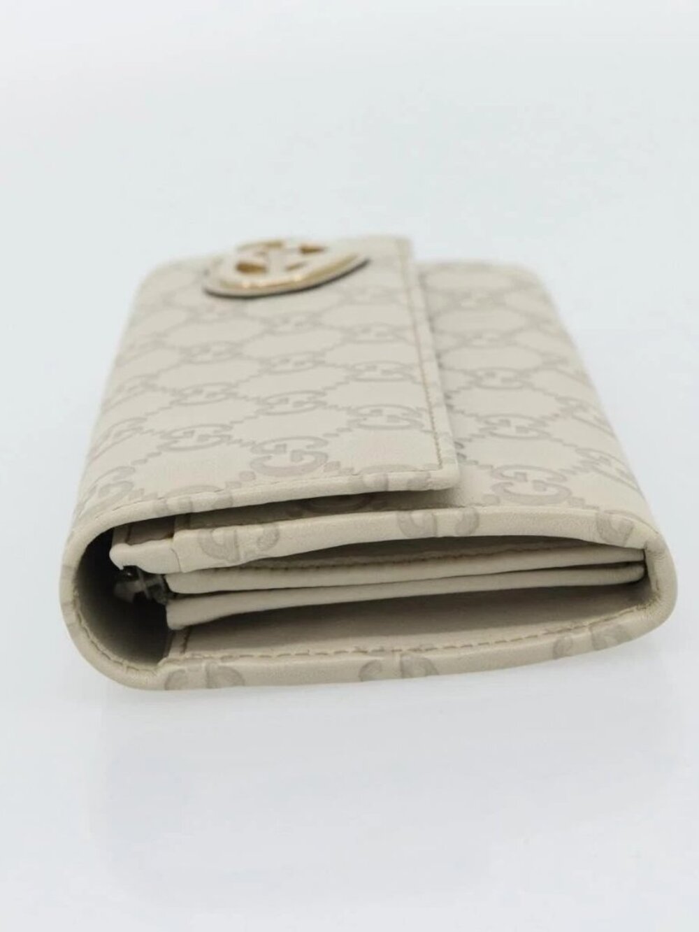 GUCCI GG Canvas Guccissima Lovely Heart Wallet Leather Ivory 251861 Auth 182242V - Picture 3 of 16